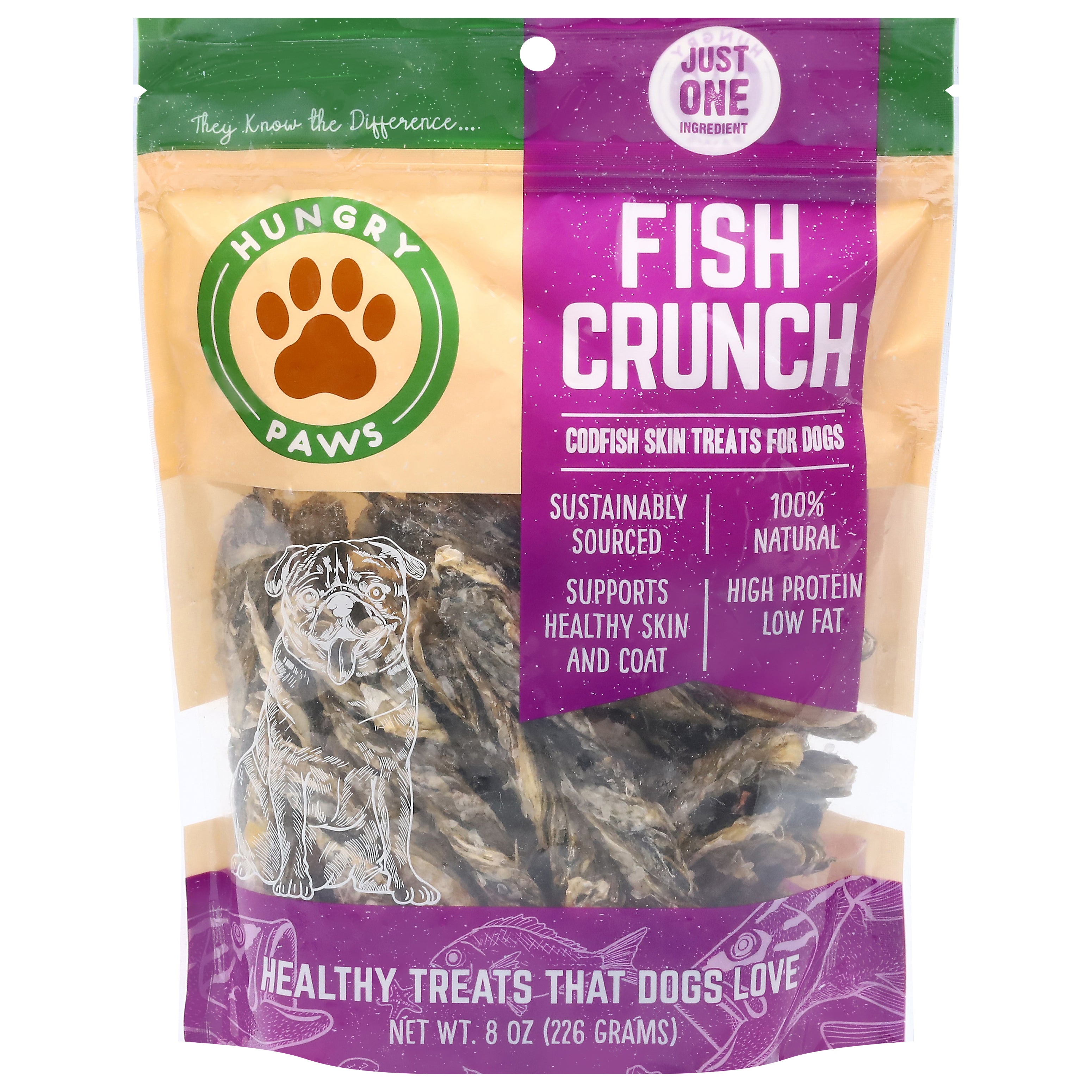 Hungry Paws Fish Crunch Dog Treats 8 oz - Case of 6