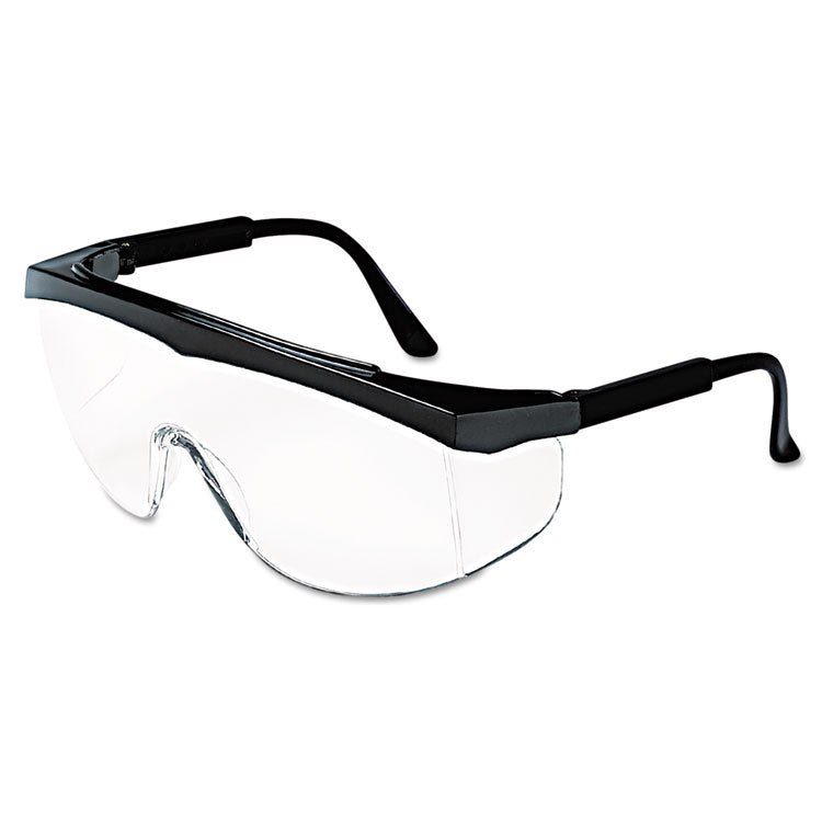 MCR Safety - Stratos Safety Glasses, Black Frame, Clear Lens, 12/Box (9111816)