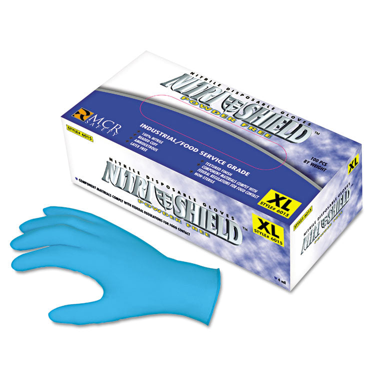 MCR Safety - Disposable Nitrile Gloves, Large, 4 mil, Powder-Free, 100/Box