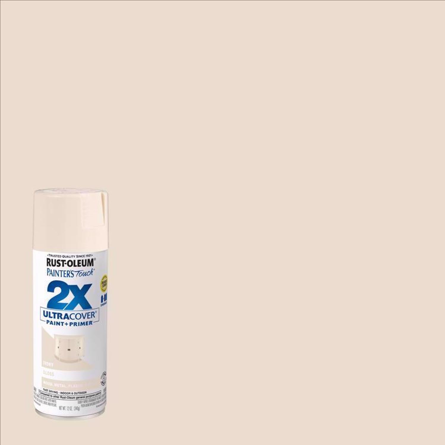 Rust-Oleum Painter's Touch 2X Ultra Cover Gloss Ivory Paint+Primer Spray Paint 12 oz - Case of 6
