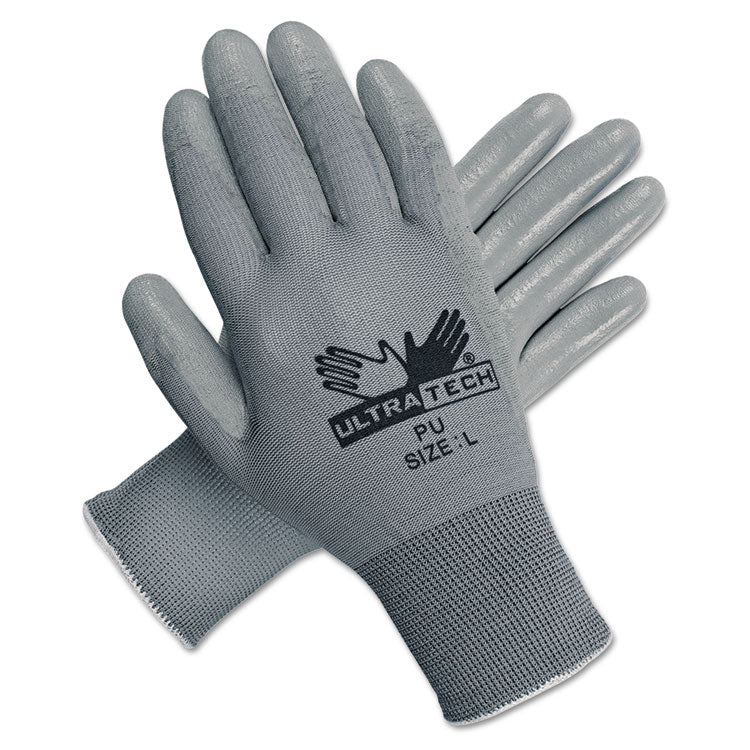 MCR Safety - Ultra Tech Tactile Dexterity Work Gloves, White/Gray, Large, 12 Pairs