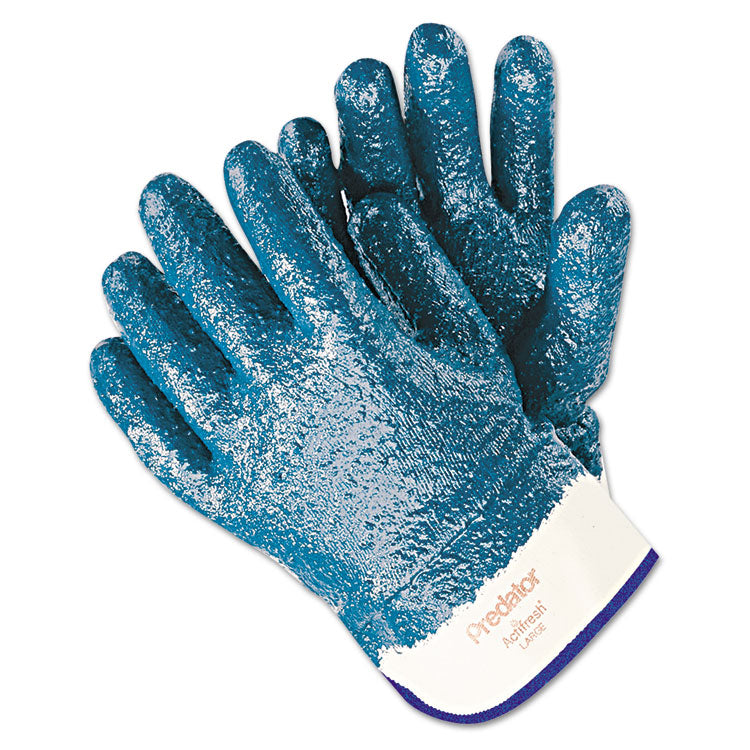 MCR Safety - Predator Premium Nitrile-Coated Gloves, Blue/White, Large, 12 Pairs