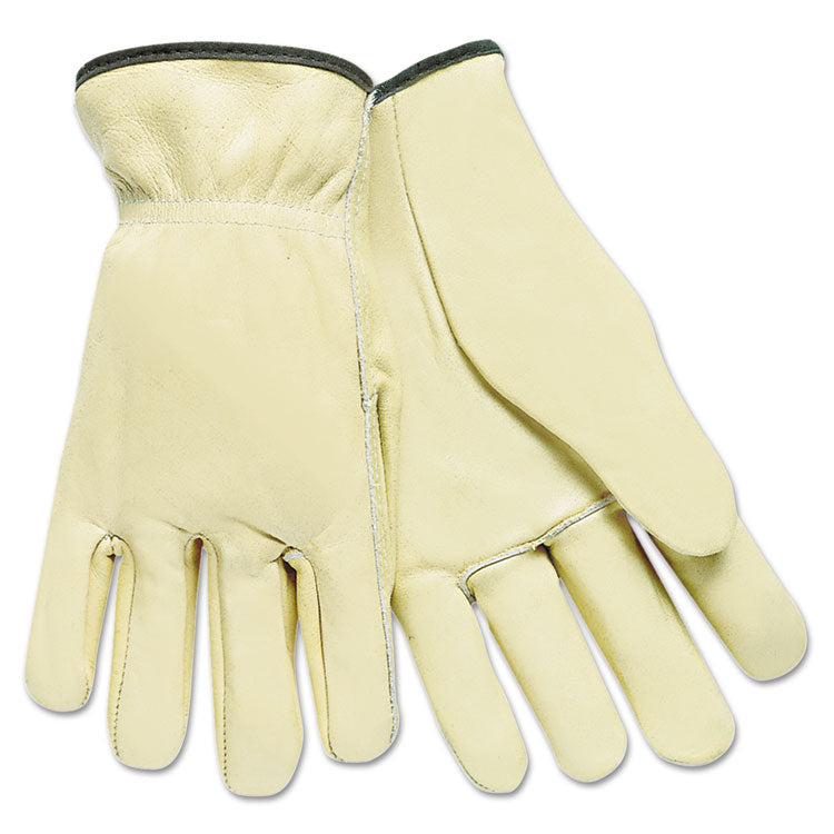 MCR Safety - Full Leather Cow Grain Driver Gloves, Tan, Large, 12 Pairs