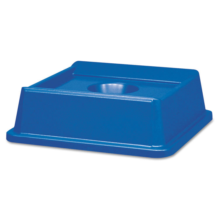 Rubbermaid Commercial - Untouchable Bottle and Can Recycling Top, Round Opening,  20.13w x 20.13d x 6.25h, Blue