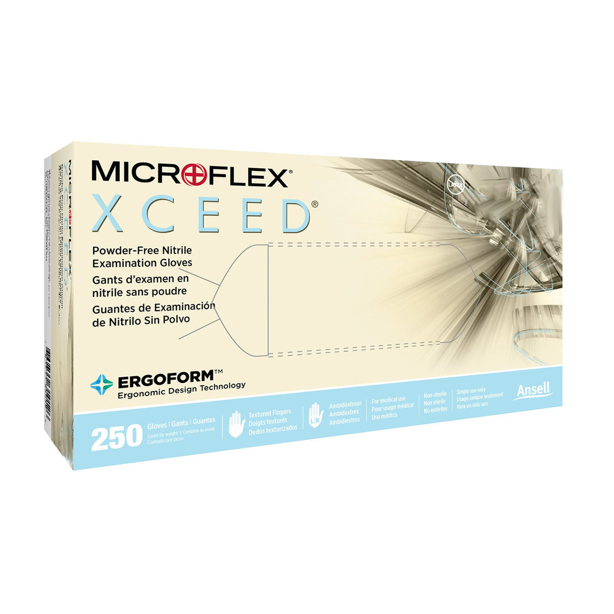 Microflex Medical - Exam Glove XCEED™ Large NonSterile Nitrile Standard Cuff Length Textured Fingertips Blue Not Rated [250/BX]