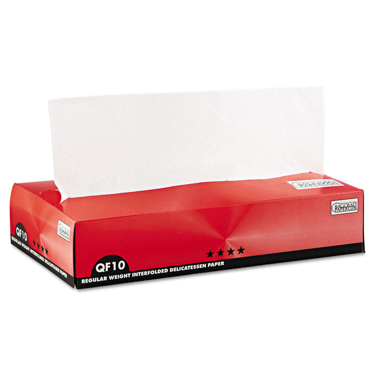 Bagcraft - QF10 Interfolded Dry Wax Deli Paper, 10 x 10.25, White, 500/Box, 12 Boxes/Carton