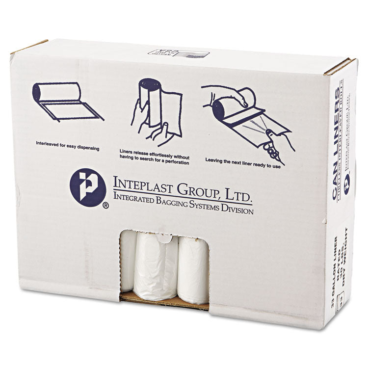 Inteplast Group - High-Density Commercial Can Liners Value Pack, 33 gal, 10 microns, 33" x 39", Clear, 500/Carton