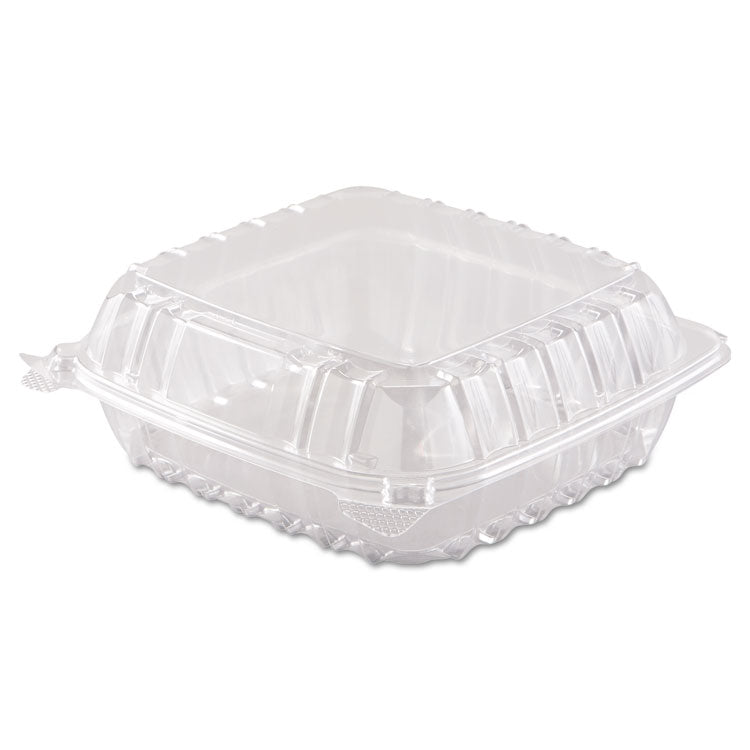 Dart - ClearSeal Hinged-Lid Plastic Containers, 8.3 x 8.3 x 3, Clear, Plastic, 250/Carton