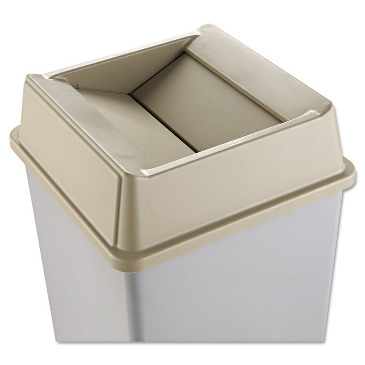 Rubbermaid Commercial - Untouchable Square Swing Top Lid, Plastic, 20.13w x 20.13d x 6.25h, Beige