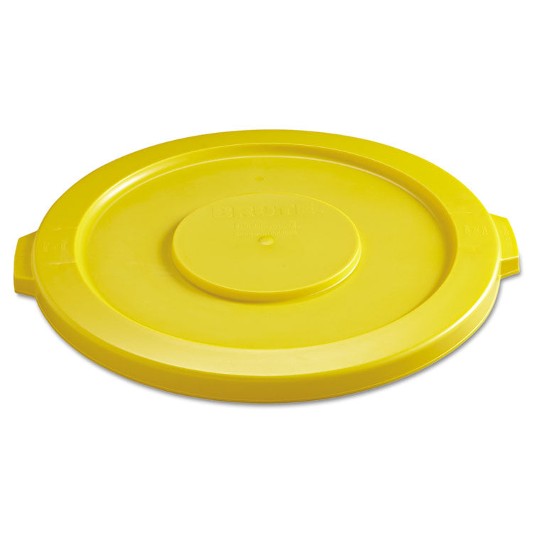 Rubbermaid Commercial - BRUTE Self-Draining Flat Top Lids for 32 gal Round BRUTE Containers, 22.25" Diameter, Yellow