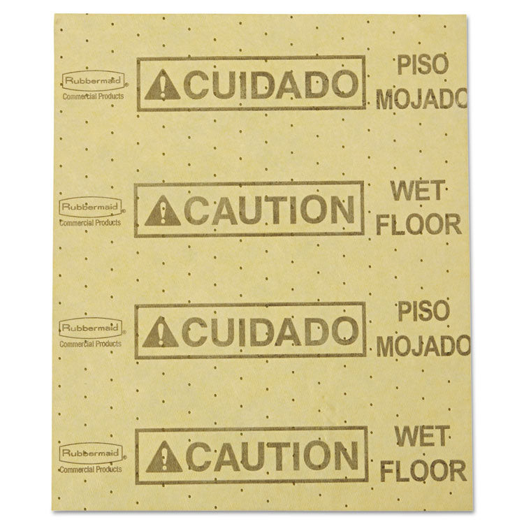 Rubbermaid Commercial - Over-the-Spill Pad, Caution Wet Floor, 16 oz, 16.5 x 20, 22 Sheets/Pad