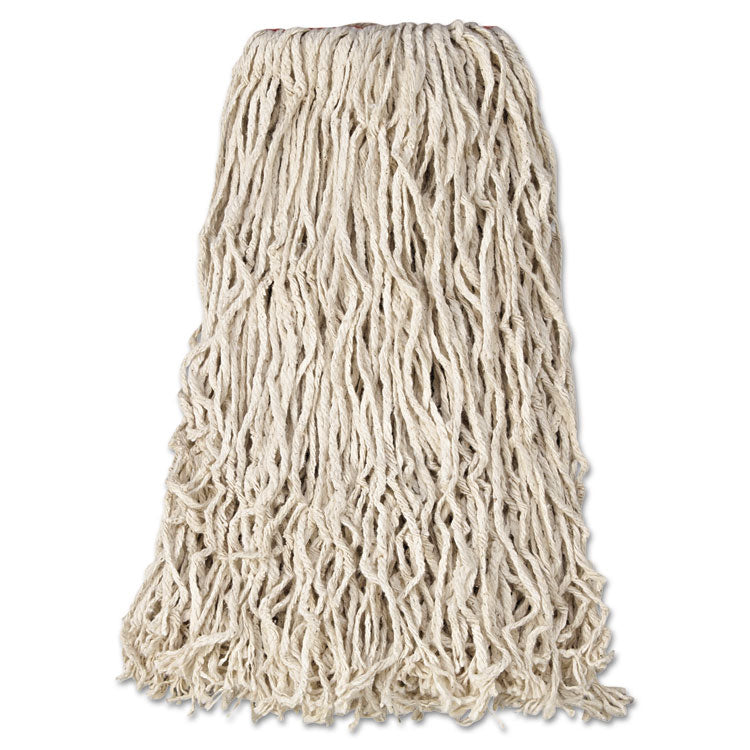 Rubbermaid Commercial - Premium Cut-End Cotton Wet Mop Head, 24 oz, White, 1" White Band, 12/Carton