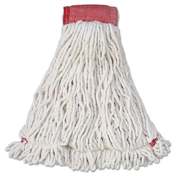 Rubbermaid Commercial - Web Foot Wet Mop Head, Shrinkless, Cotton/Synthetic, White, Large, 6/Carton