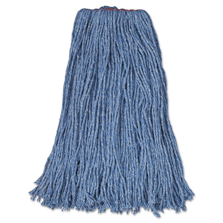 Rubbermaid Commercial - Cotton/Synthetic Cut-End Blend Mop Head, 24 oz, 1" Band, Blue, 12/Carton