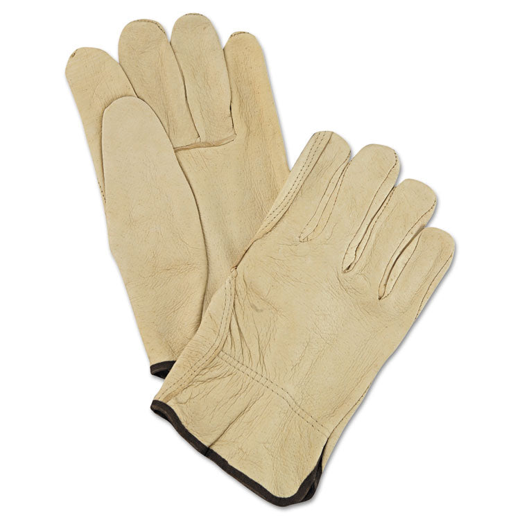 MCR Safety - Unlined Pigskin Driver Gloves, Cream, Large, 12 Pairs