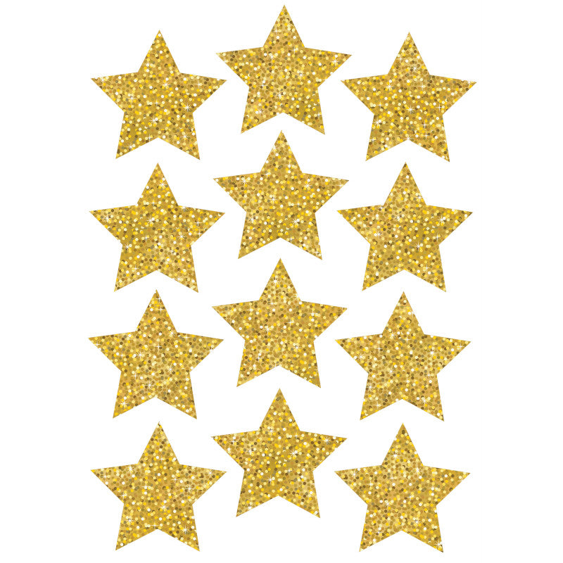 ASHLEY PRODUCTIONS - Die-Cut Magnets, 3" Gold Sparkle Stars, 12 Per Pack, 6 Packs