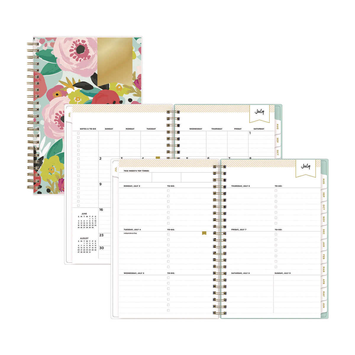Day Designer "Secret Garden Mint" Academic Year Weekly/Monthly Notes Planner, 8 x 5, 12-Month (July to June): 2025-2026