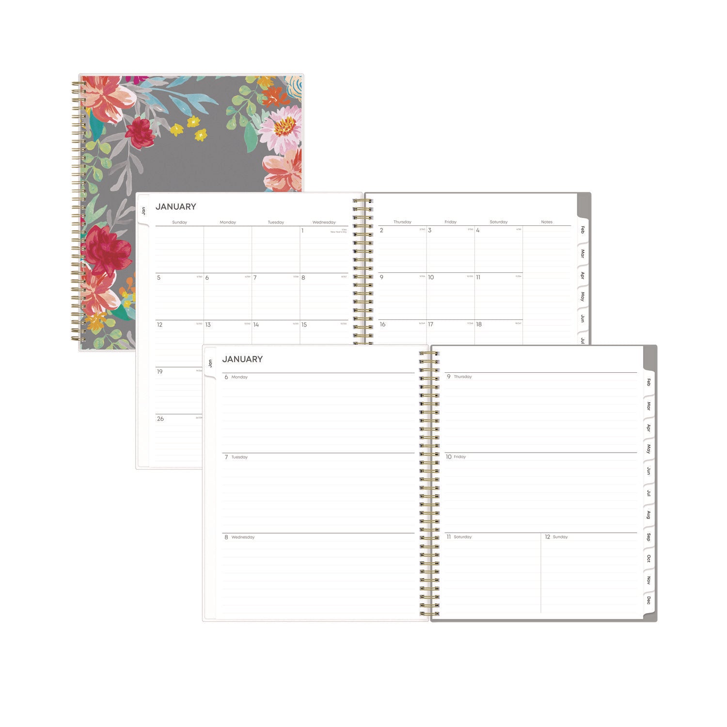 Sophie Frosted Weekly/Monthly Planner, Floral Artwork, 11 x 8.5, Multicolor Cover, 12-Month (Jan to Dec): 2026