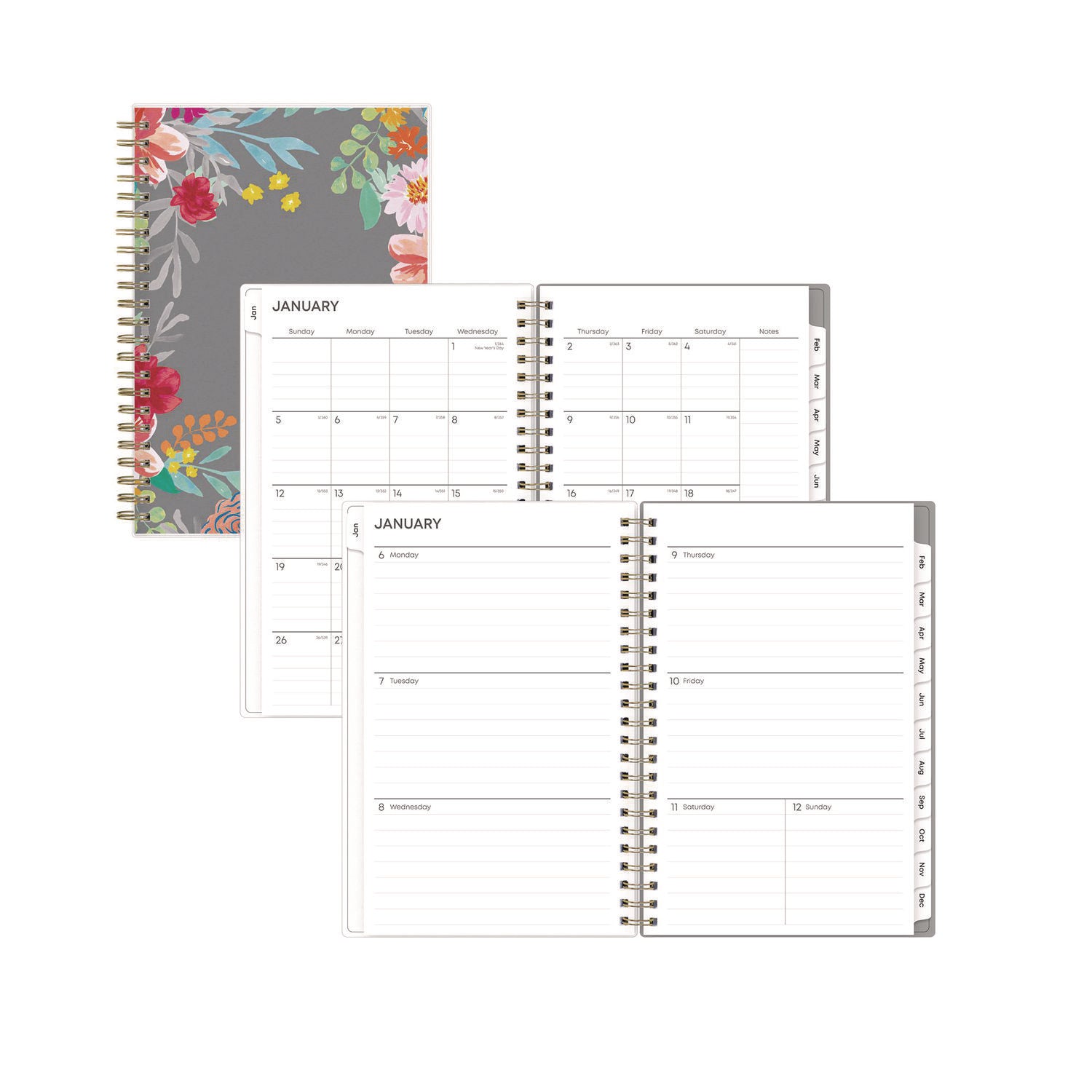 Sophie Frosted Weekly/Monthly Planner, Floral Artwork, 8 x 5, Multicolor Cover, 12-Month (Jan to Dec): 2026