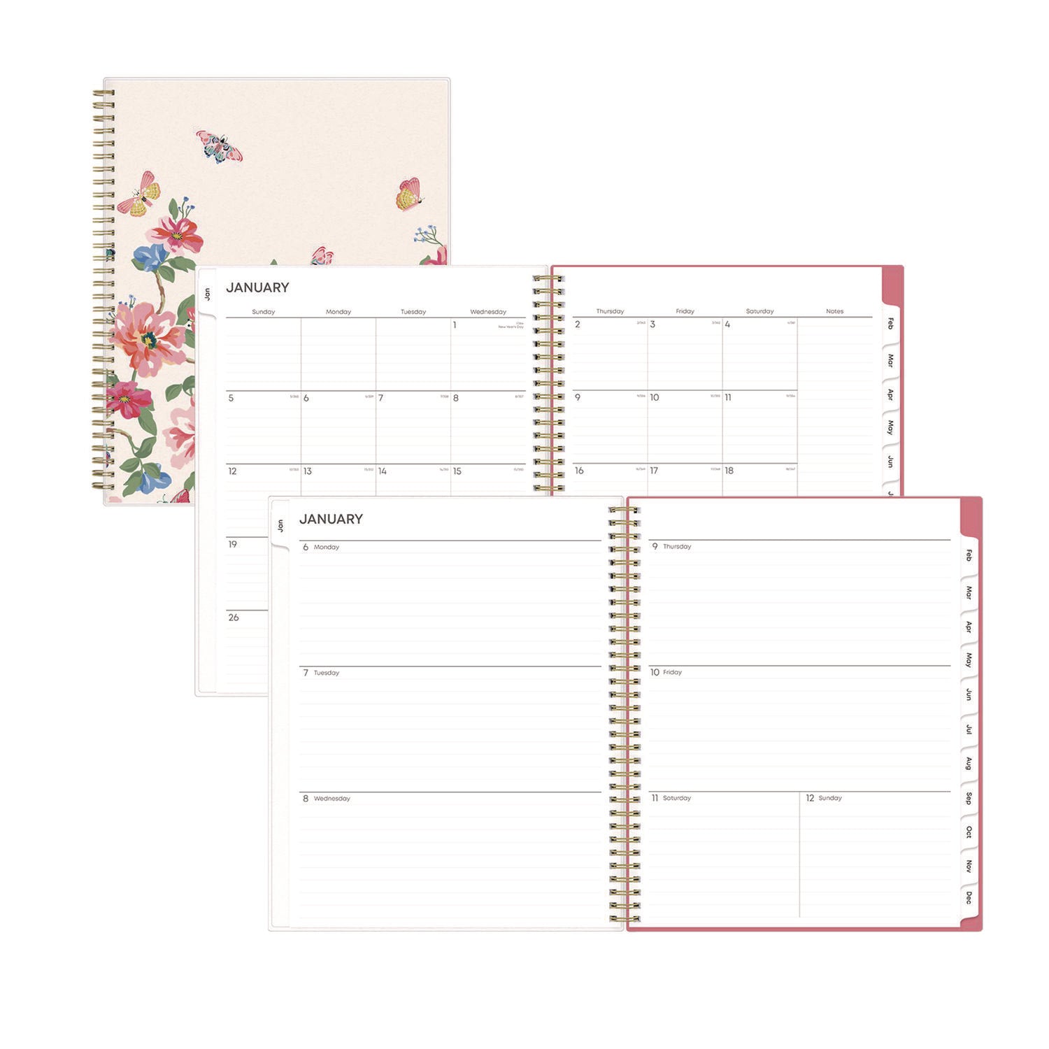 Fly By Frosted Weekly/Monthly Planner, Butterflies Artwork, 11 x 8.5, Blush/Pink Cover, 12-Month (Jan to Dec): 2026