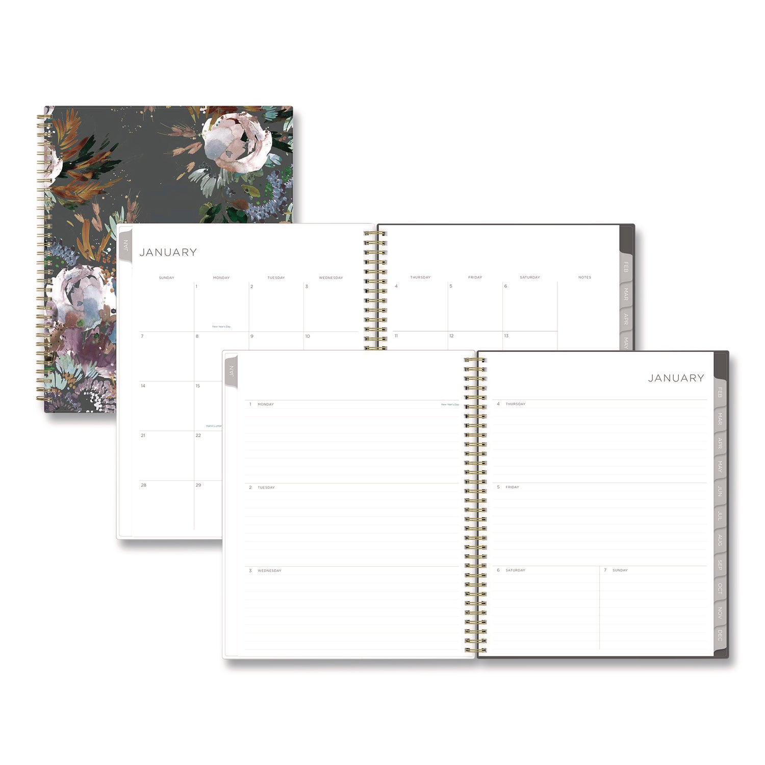 Kelly Ventura Midnight Garden Weekly/Monthly Planner, Floral Artwork, 11 x 8.5, Multicolor Cover, 12-Month (Jan to Dec): 2026