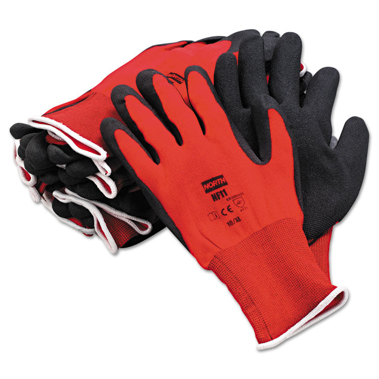 North Safety - NorthFlex Red Foamed PVC Gloves, Red/Black, Size 10/XL, 12 Pairs