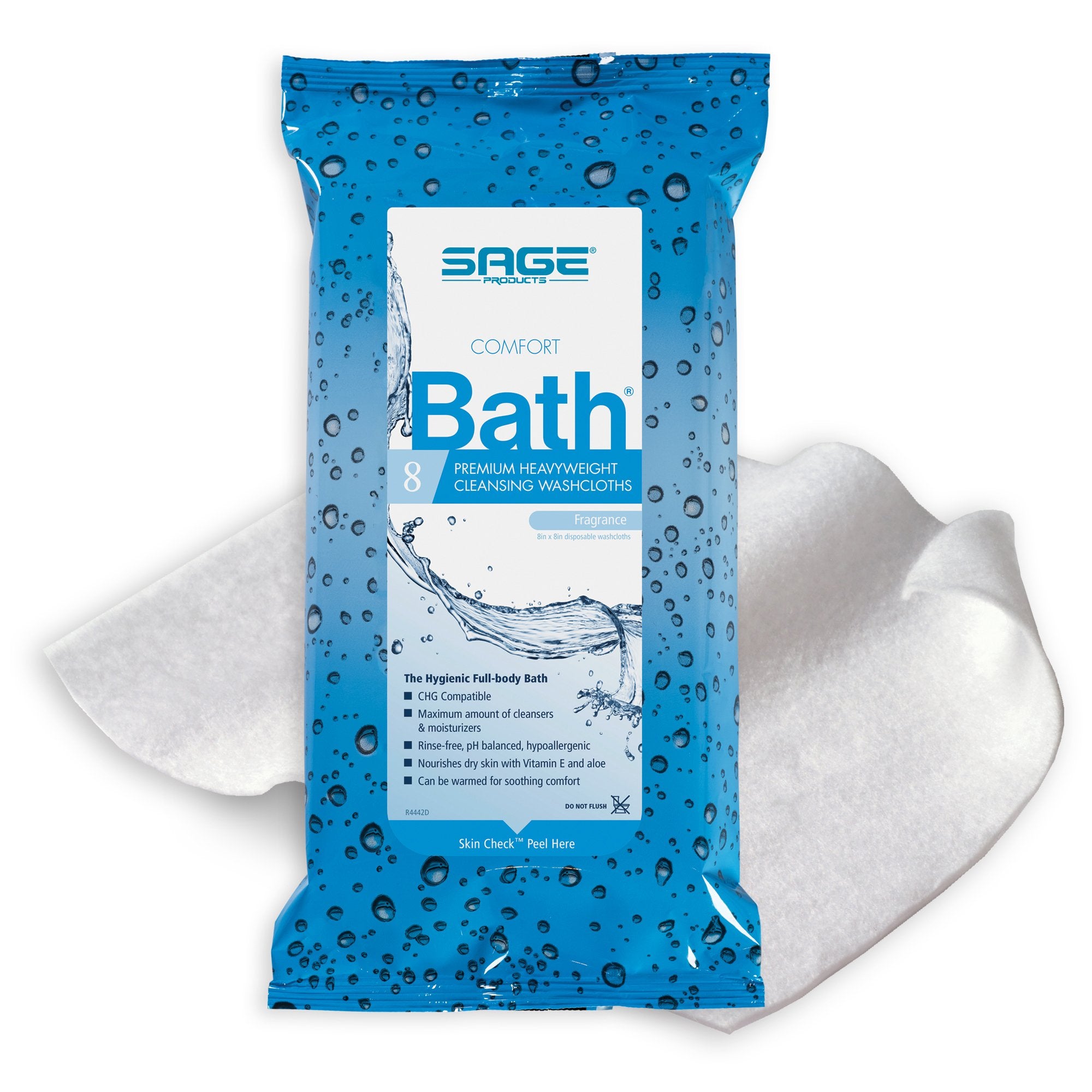 Sage Products - Rinse-Free Bath Wipe Comfort Bath® Premium Heavyweight Soft Pack Scented 8 Count [8/PK]