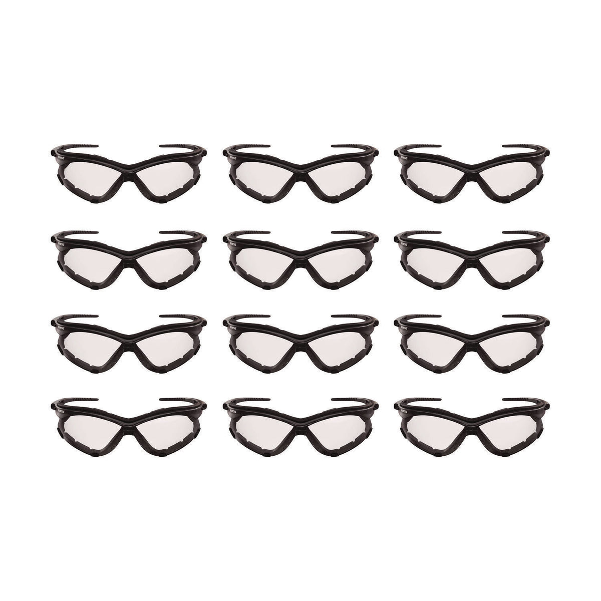 V30 Nemesis Foam Safety Glasses, Black Half Frame, Clear Dual Lens, 12/Carton