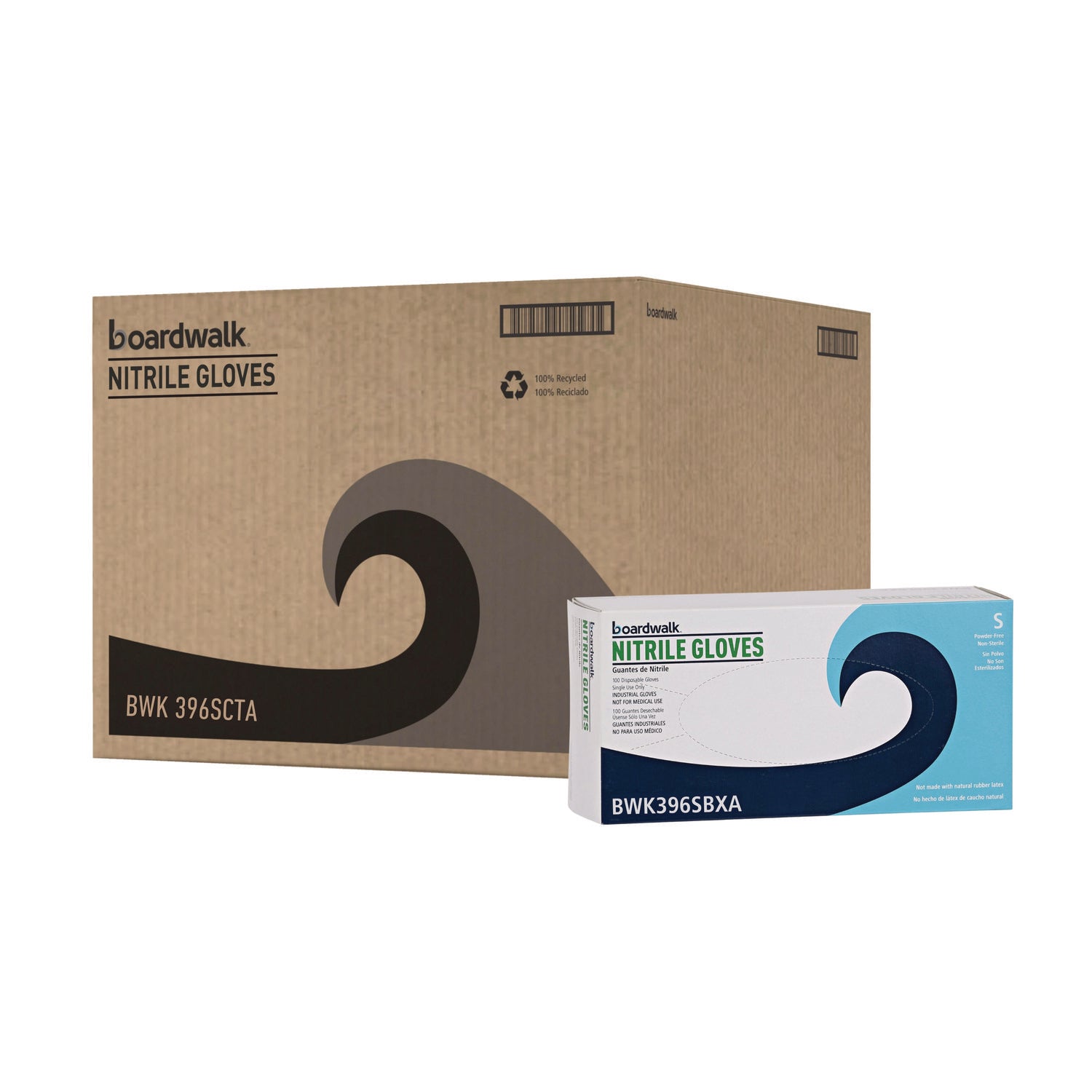 396 Series Disposable General-Purpose Nitrile Gloves, Powder-Free, Small, 4.4 mil Thick, 9.5" Long, Black, 100/BX, 10 BX/CT