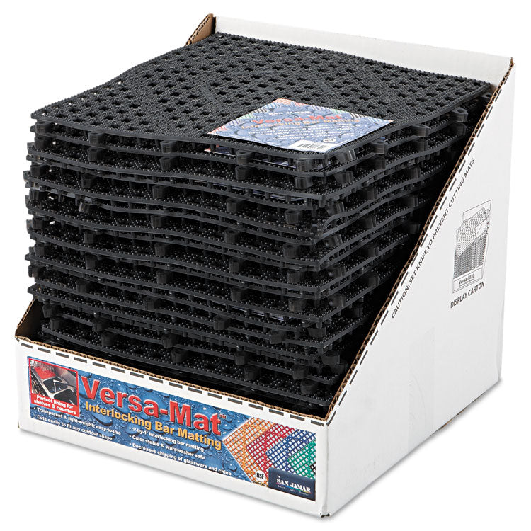 San Jamar - Versa-Mat Bar-Shelf Liner, Plastic, 12w x 12d x 0.25h, Black, 24/Carton