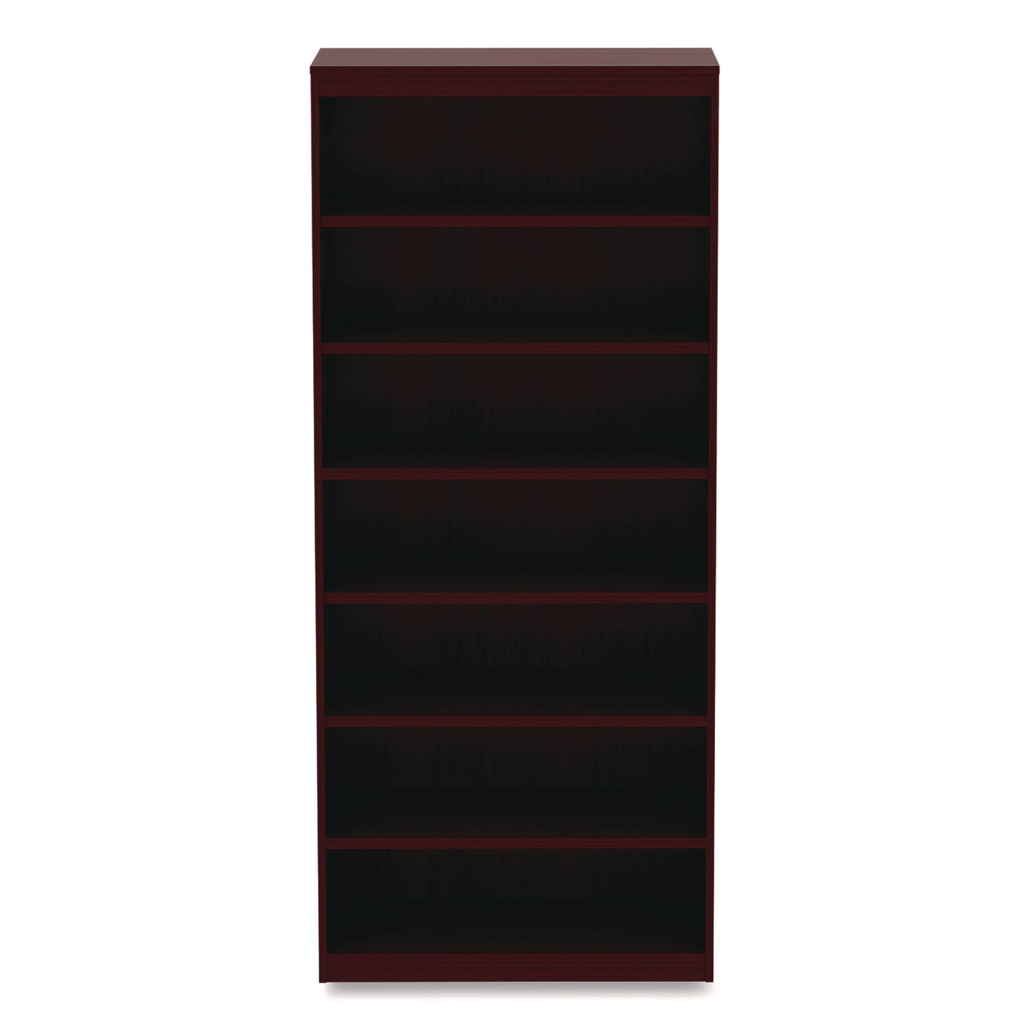 Alera Valencia Series Square Corner Bookcase, Seven-Shelf, 35.63w x 11.81d x 83.86h, Mahogany