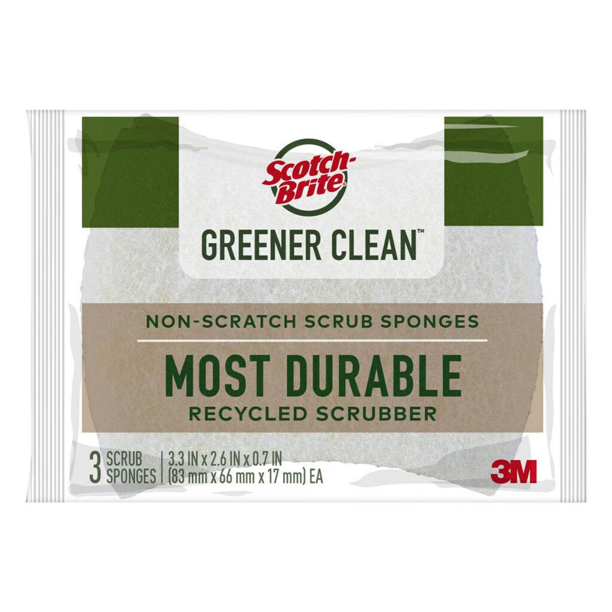 Scotch-Brite Greener Clean Non-Scratch Scrubber Sponge For Multi-Purpose 4.5 in. L 3 pk - Case of 8
