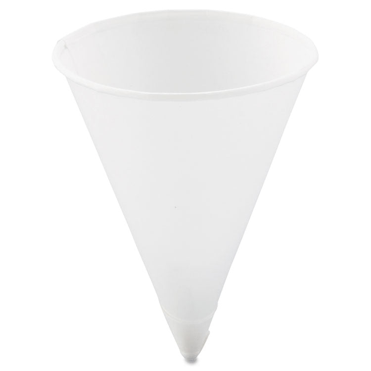 Dart - Cone Water Cups, Paper, 4 oz, Rolled Rim, White, 200/Bag, 25 Bags/Carton