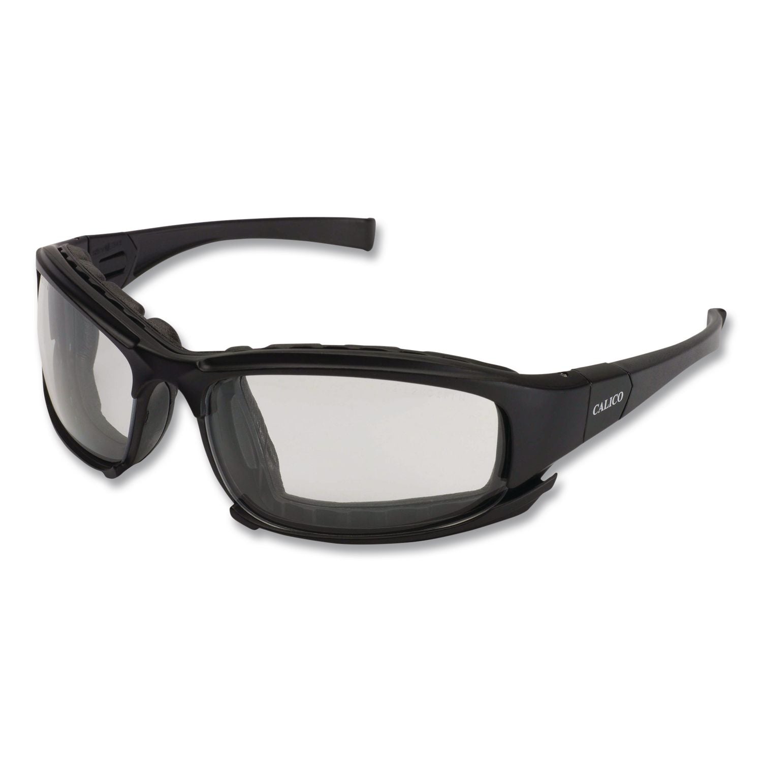 V50 Calico Safety Eyewear with Head Strap, Black Full Frame, Clear Dual Anti-Fog Lens