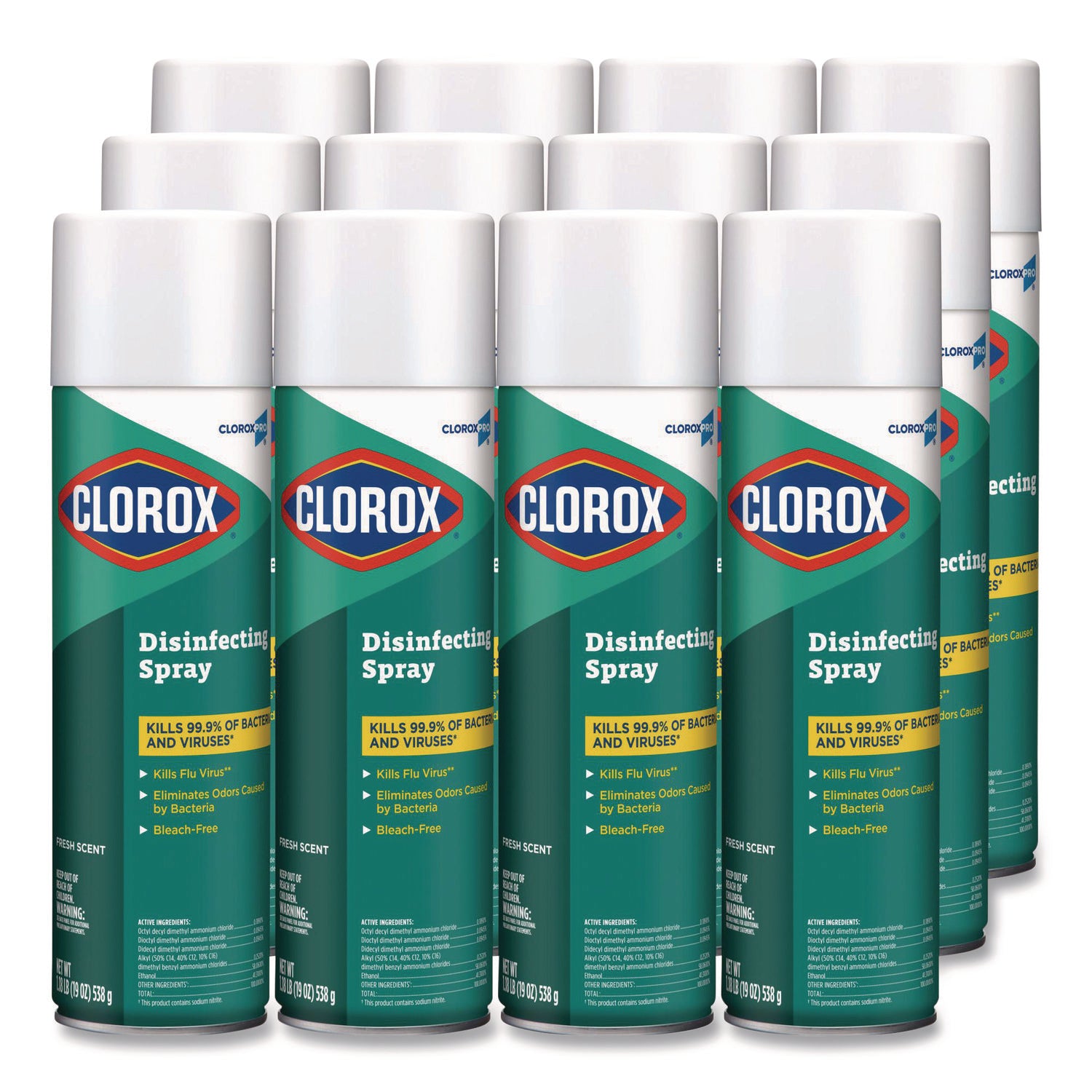 CloroxPro Disinfecting Spray, Fresh, 19 oz Aerosol Spray, 12/Carton