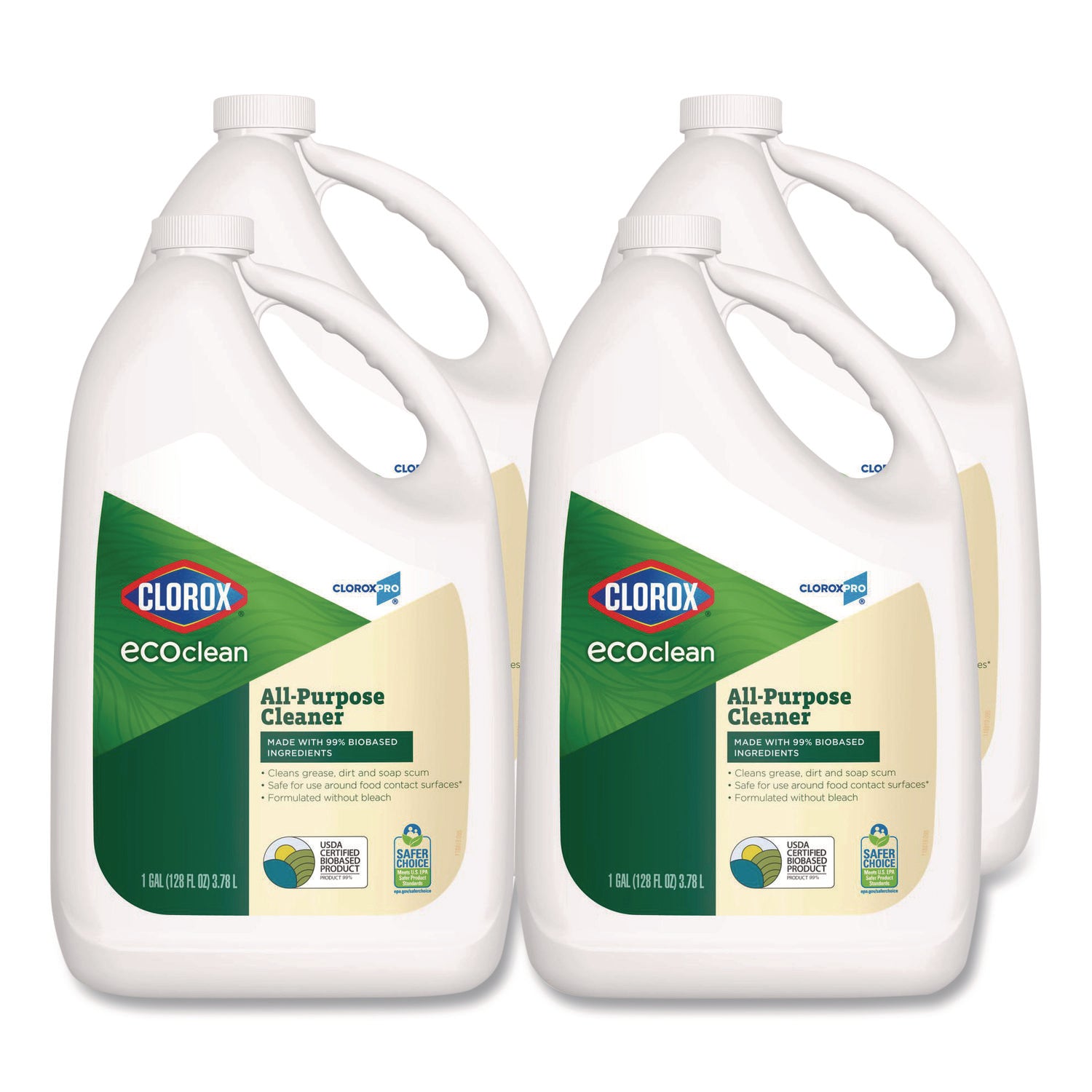 Clorox Pro EcoClean All-Purpose Cleaner, Refill, Unscented, 128 oz Bottle, 4/Carton