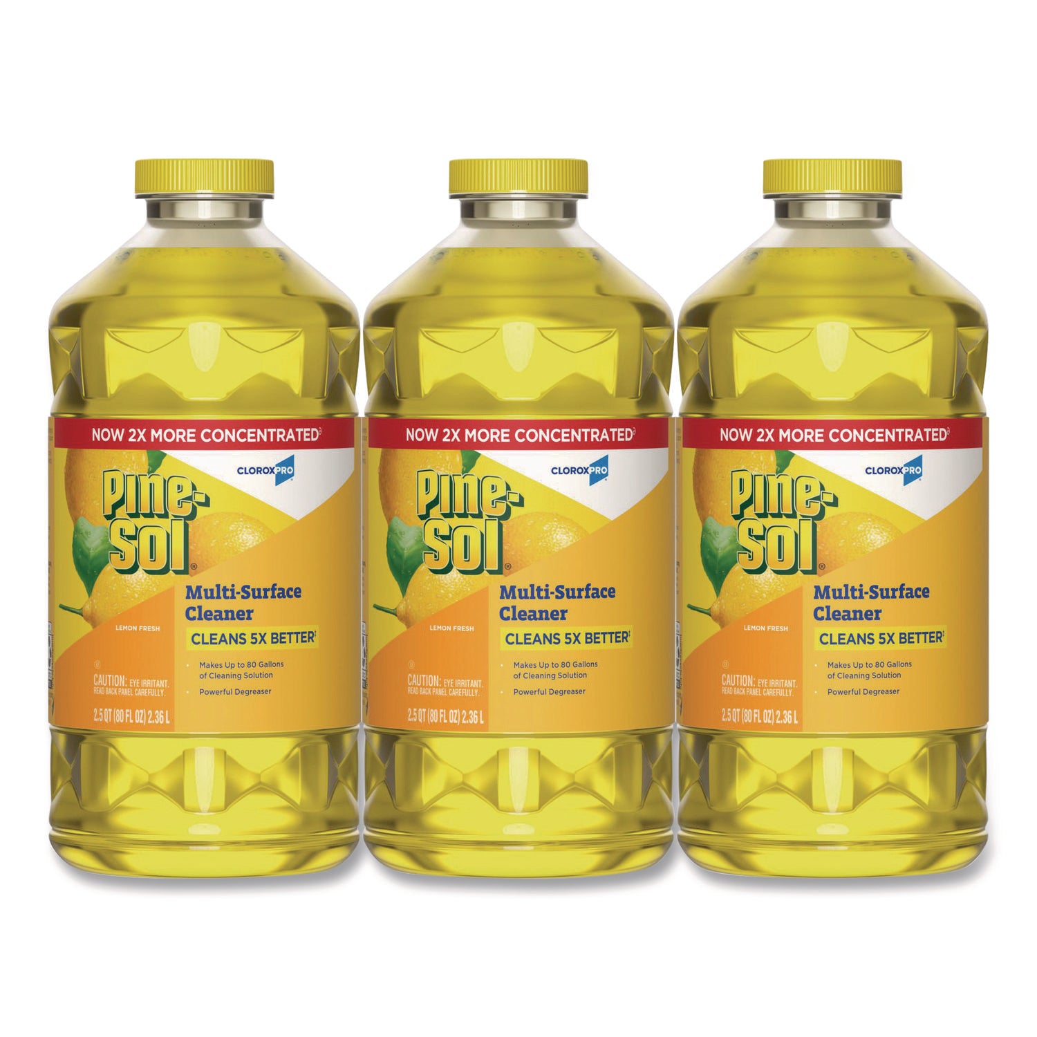 CloroxPro Multi-Surface Cleaner Concentrated, Lemon Fresh Scent, 80 oz Bottle, 3/Carton