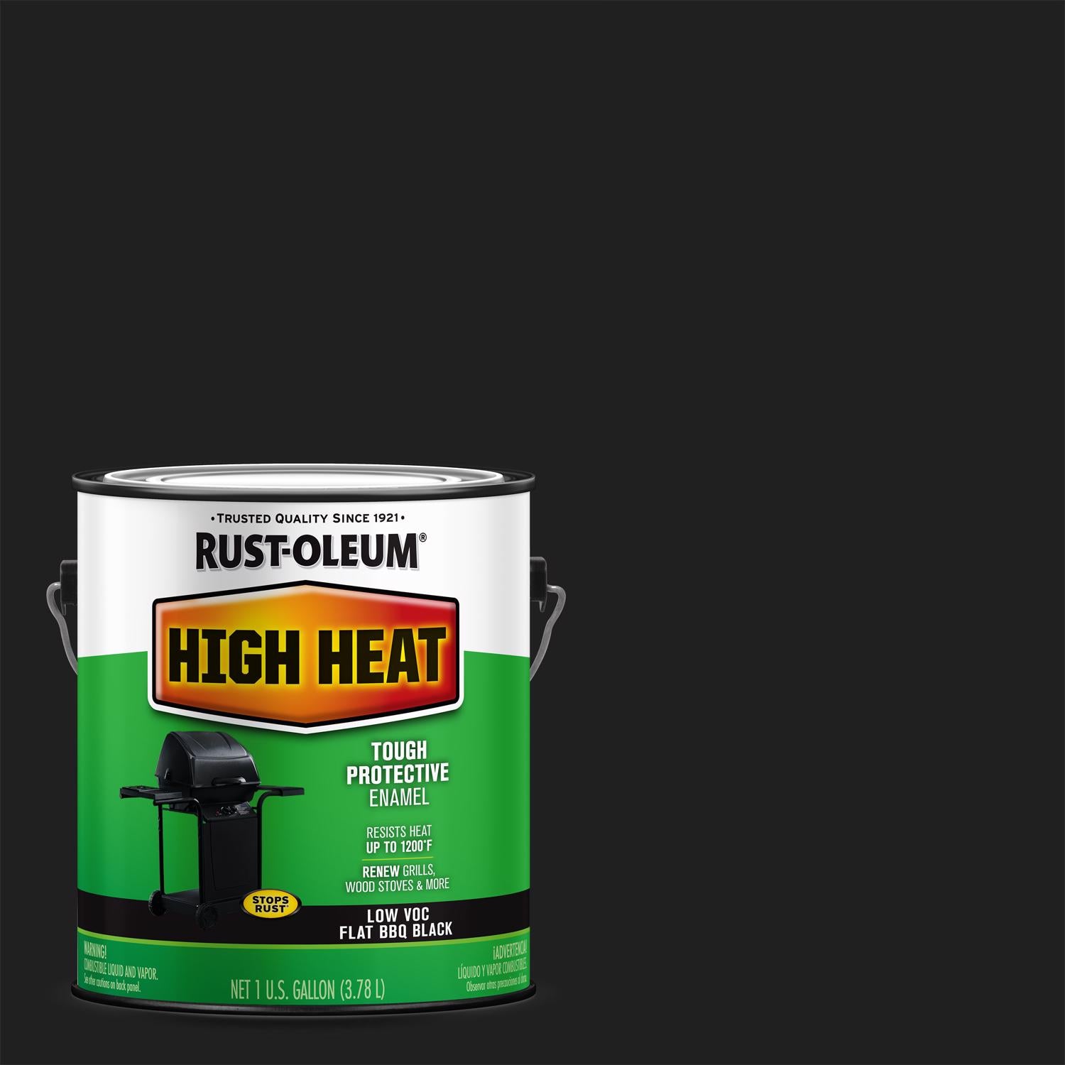 Rust-Oleum Specialty Flat BBQ Black Oil-Based High Heat Low VOC Paint 1 gal - Case of 2