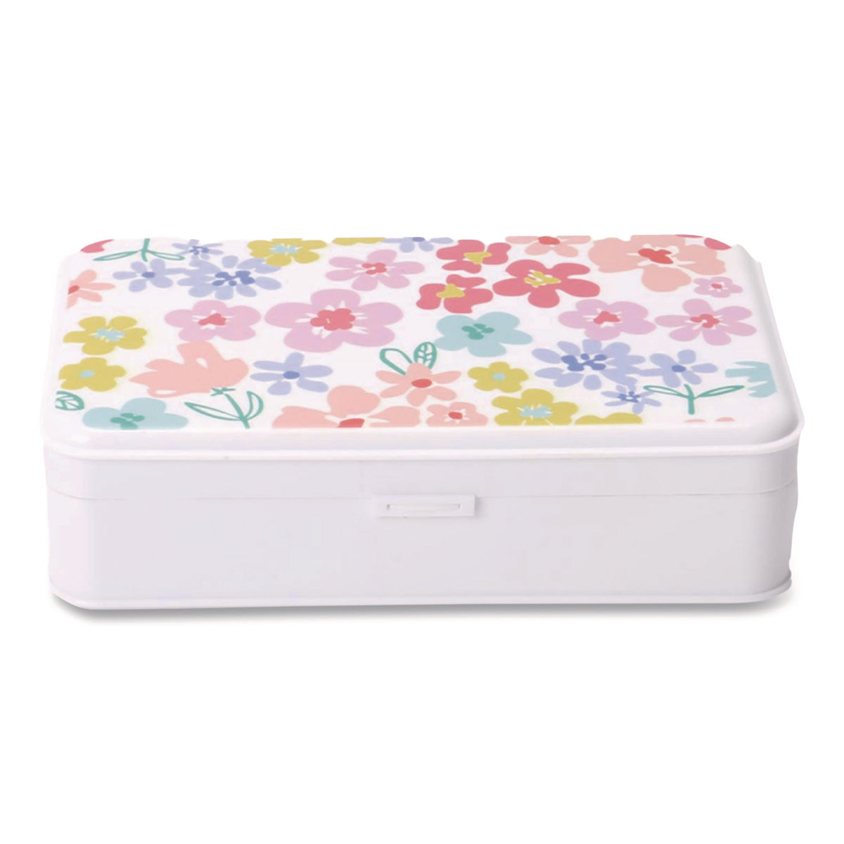 Pencil Case, Floral Pattern, 2 Compartments, 5" x 8.75" x 2.75", Pink/Yellow/Green