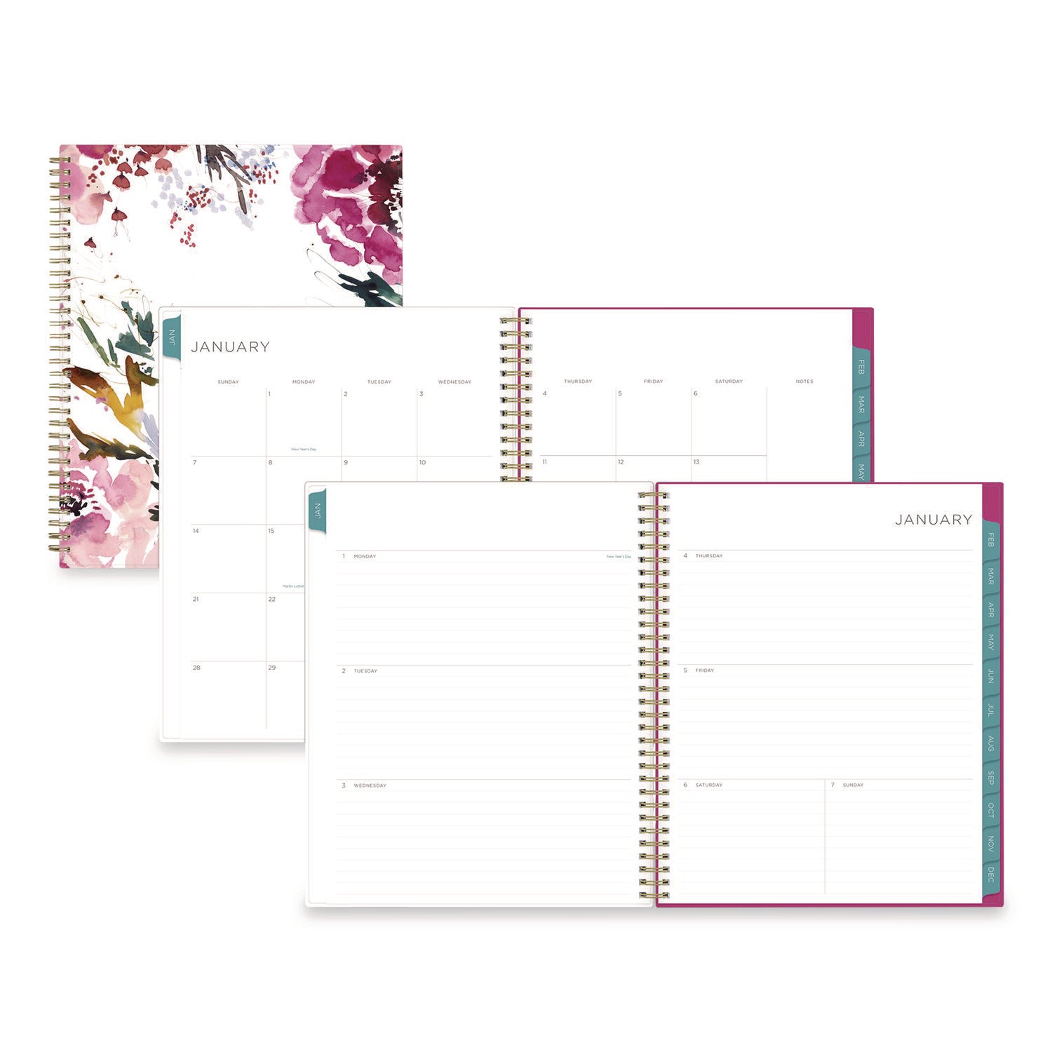 Kelly Ventura Magenta Bloom Weekly/Monthly Planner, Floral Artwork, 11 x 8.5, Multicolor Cover, 12-Month (Jan to Dec): 2026