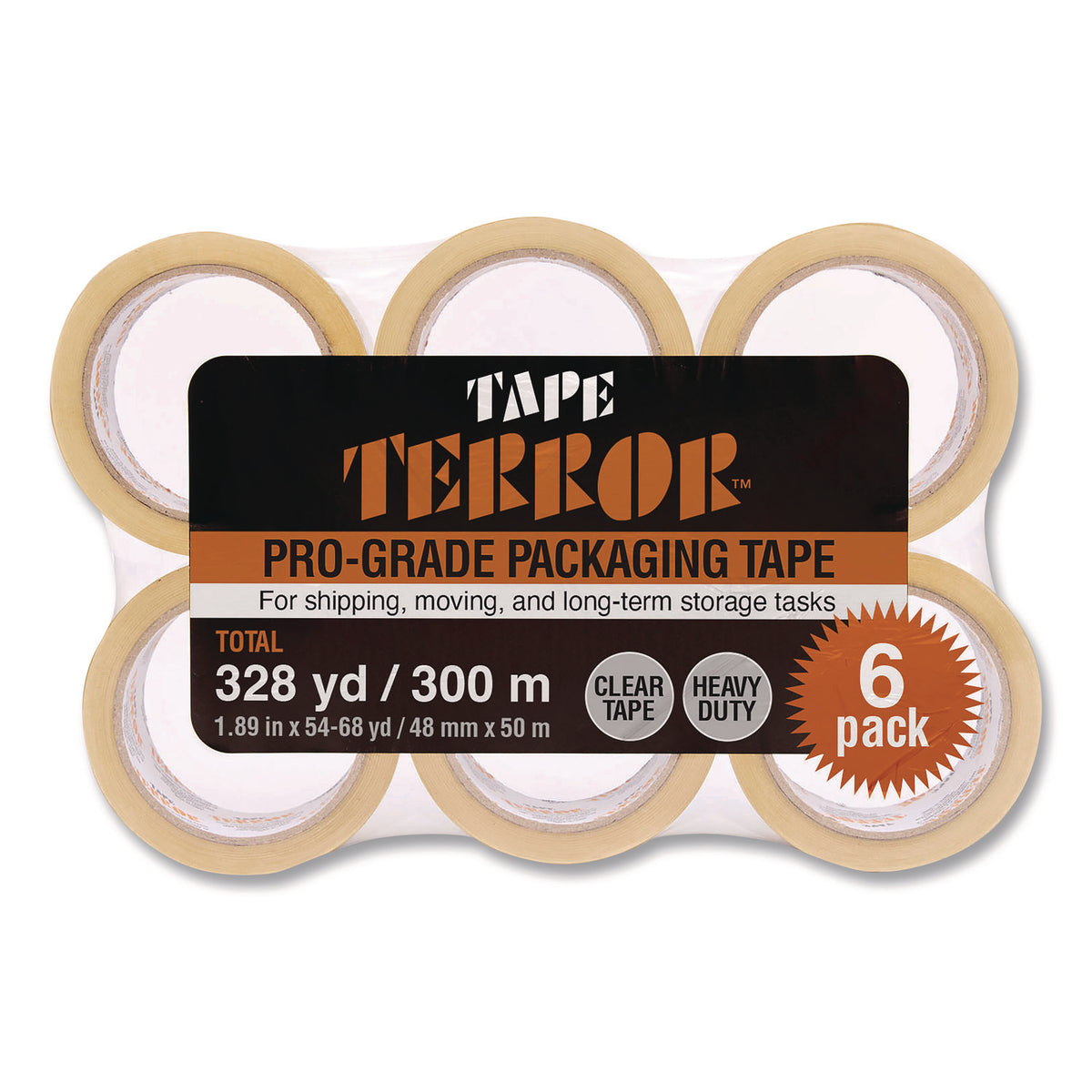 Pro-Grade Packaging Tape, 3" Core, 1.88" x 54.6 yds, Clear, 6/Pack