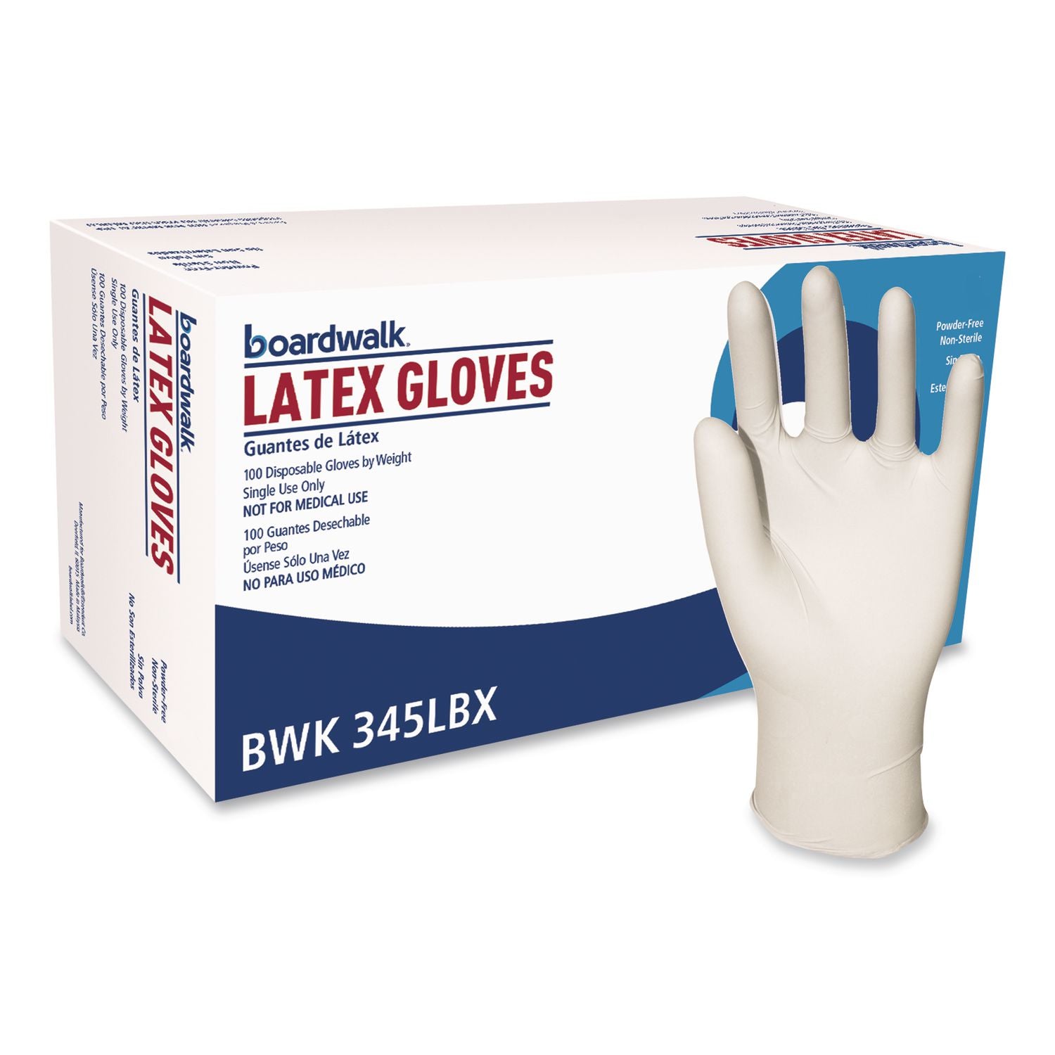 General-Purpose Latex Gloves, Powder-Free, Large, 4.4 mil Thick, 12" Long, Natural, 100/Box