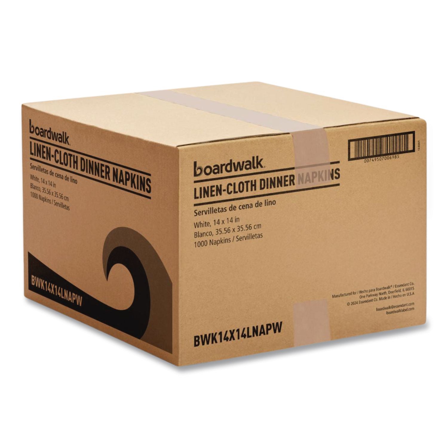 Linen-Feel Flat Napkins, 1-Ply, 14 x 14, White, 1,000/Carton