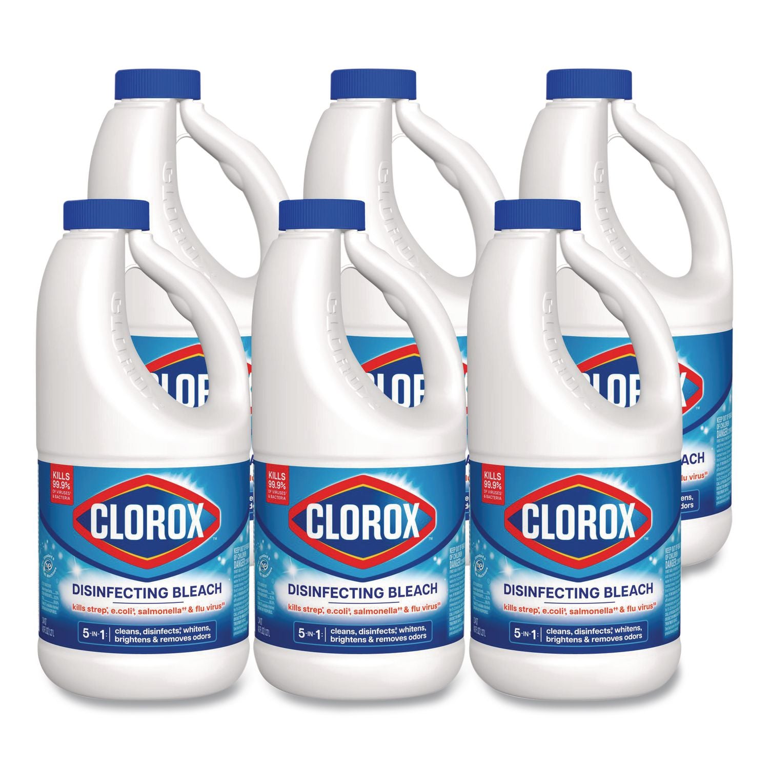 Concentrated Regular Disinfecting Bleach, 43 oz Bottle, 6/Carton