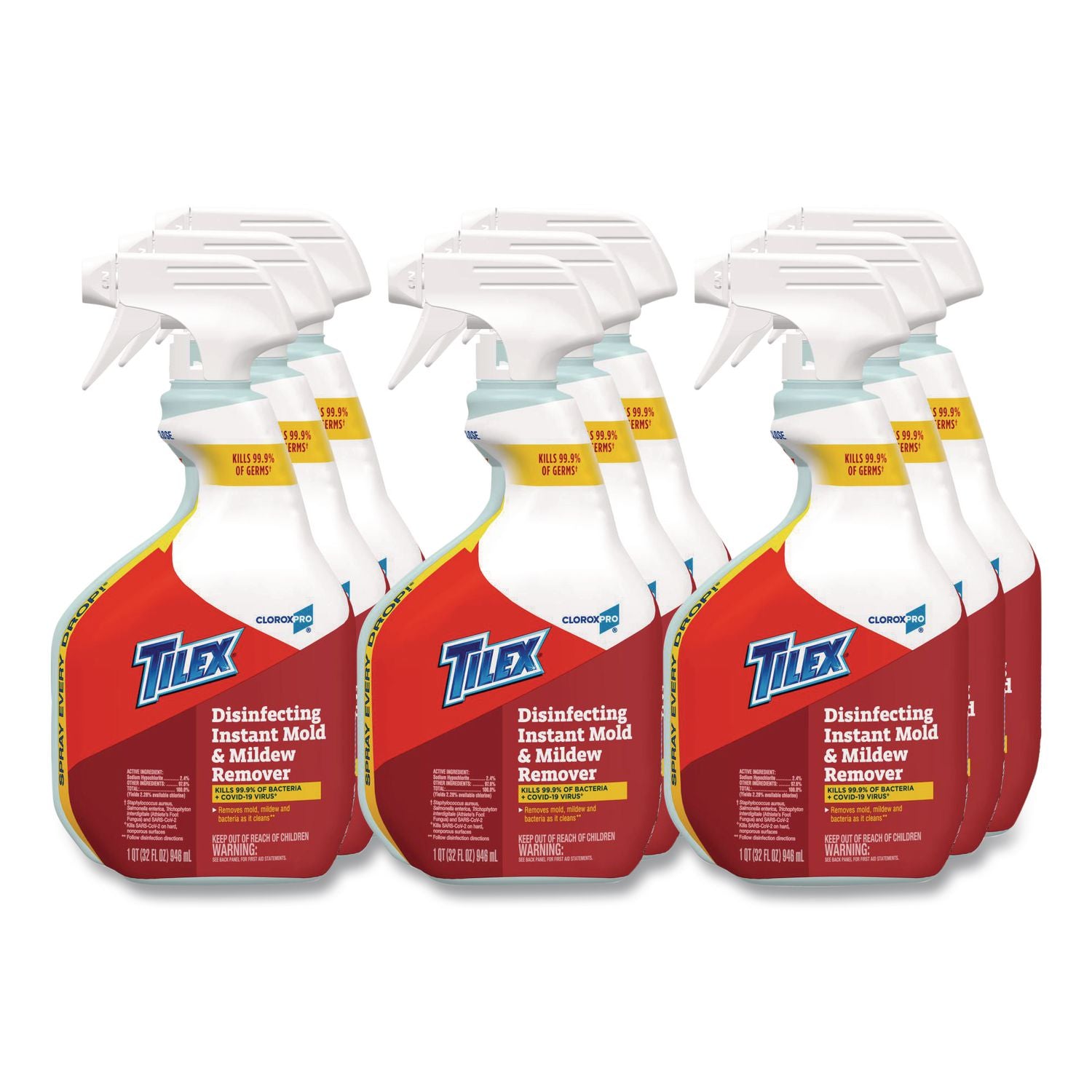 CloroxPro Disinfecting Instant Mold and Mildew Remover, 32 oz Smart Tube Spray, 9/Carton