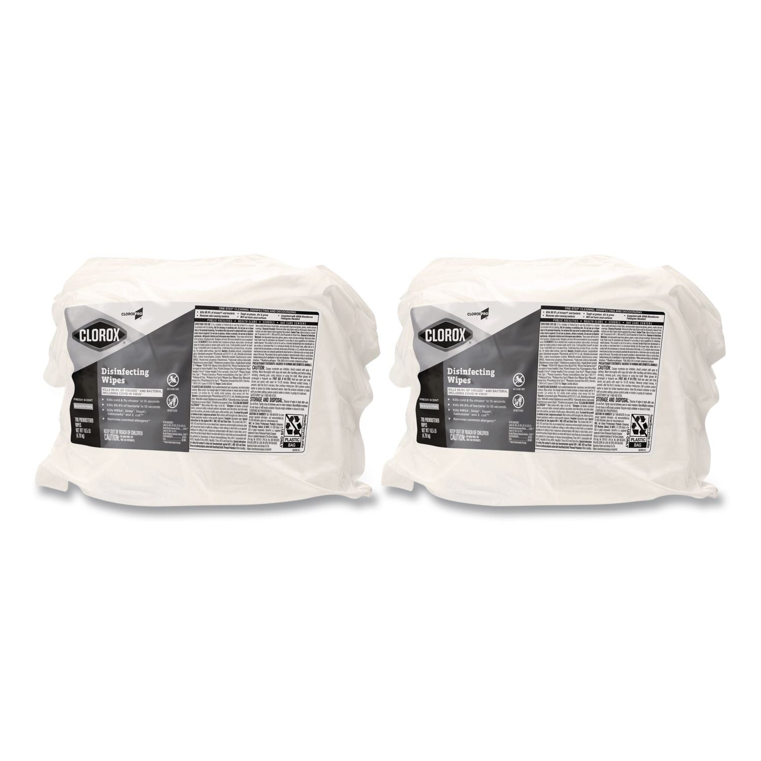 Disinfecting Wipes, 1-Ply, 7 x 8, Fresh Scent, White, 700/Bag Refill, 2 Bags/Carton