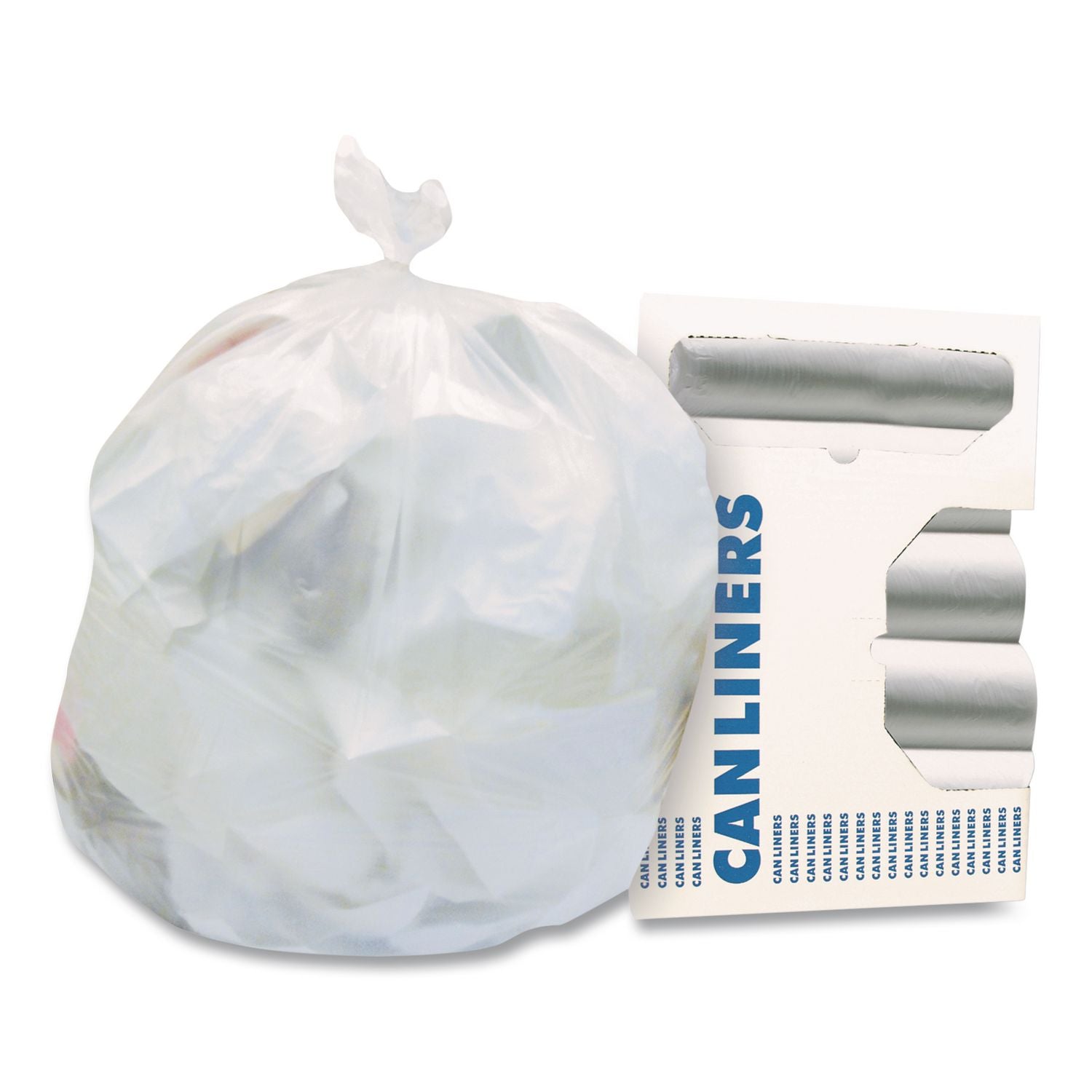 High-Density Waste Can Liners, 10 gal, 8 mic, 24 x 24, Natural, 1,000/Carton