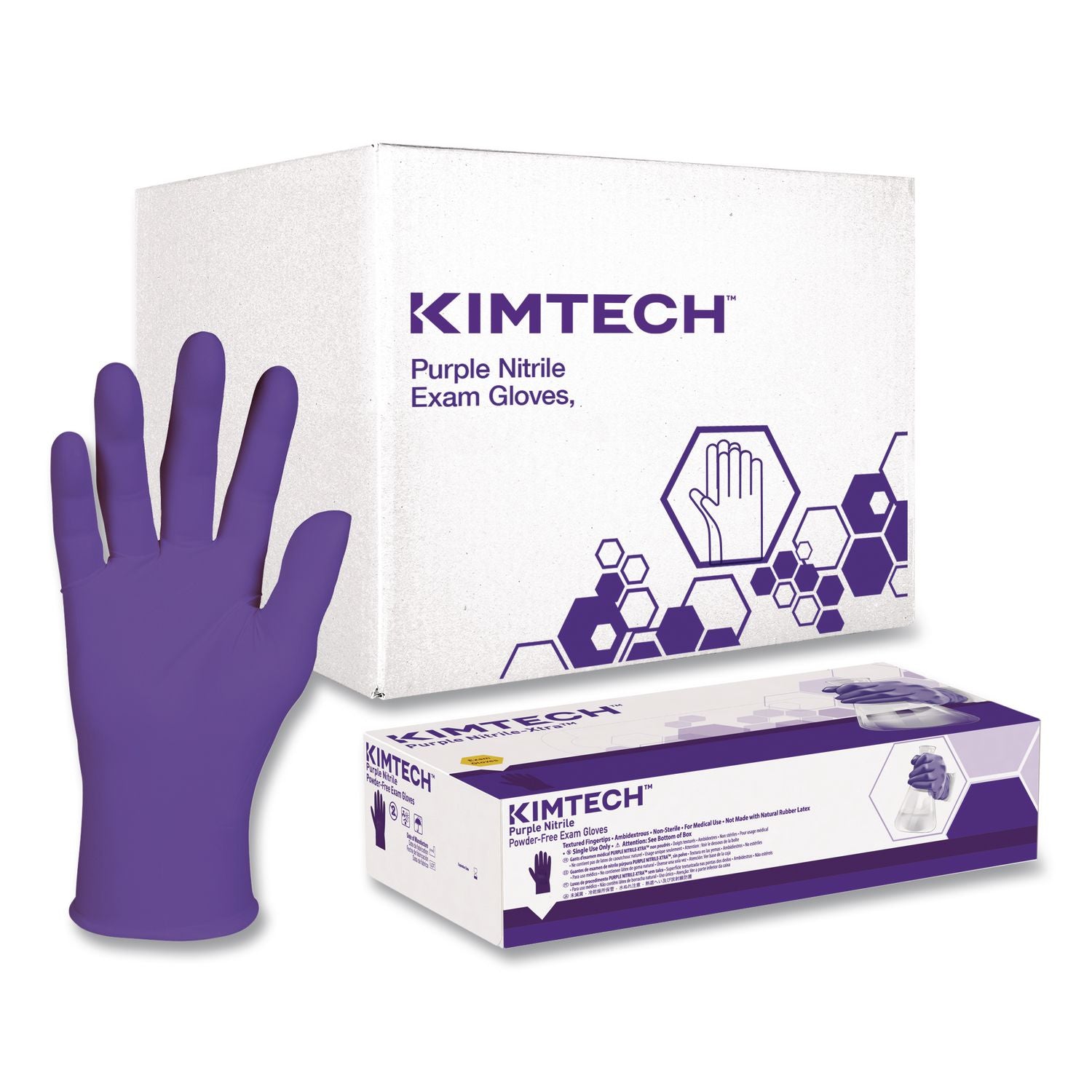 PURPLE NITRILE Exam Gloves, Powder-Free, X-Large, 6 mil Thick, 9.5" Long, Purple, 90/Box, 10 Boxes/Carton
