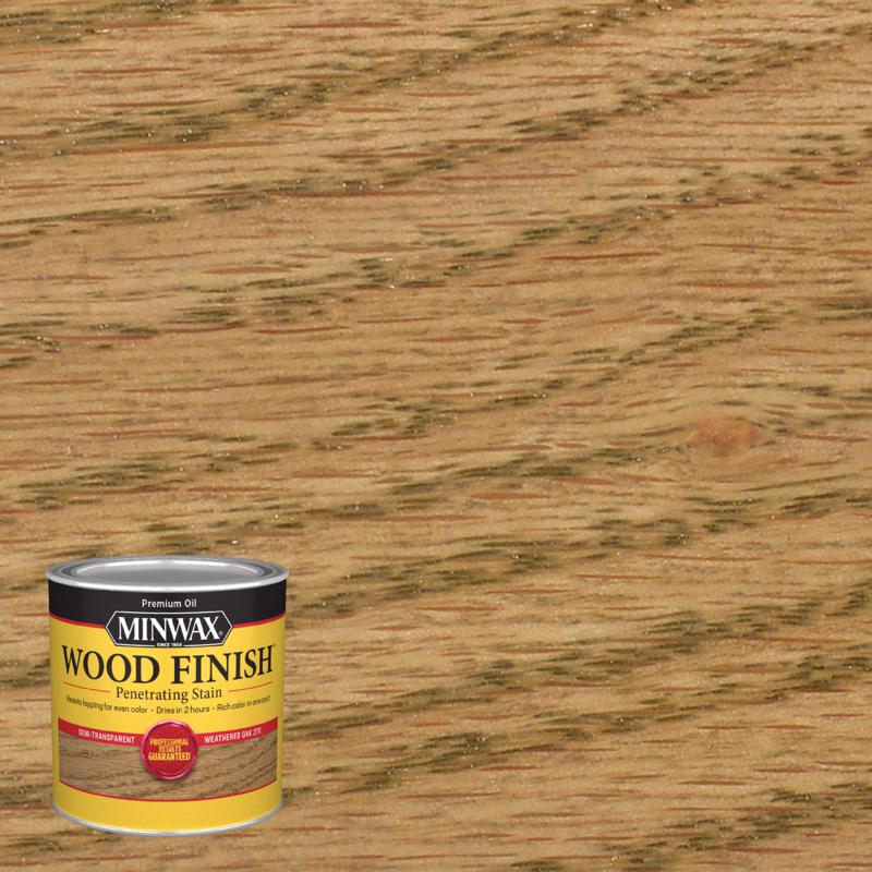 MINWAX - Minwax Wood Finish Semi-Transparent Weathered Oak Oil-Based Penetrating Wood Stain 0.5 pt