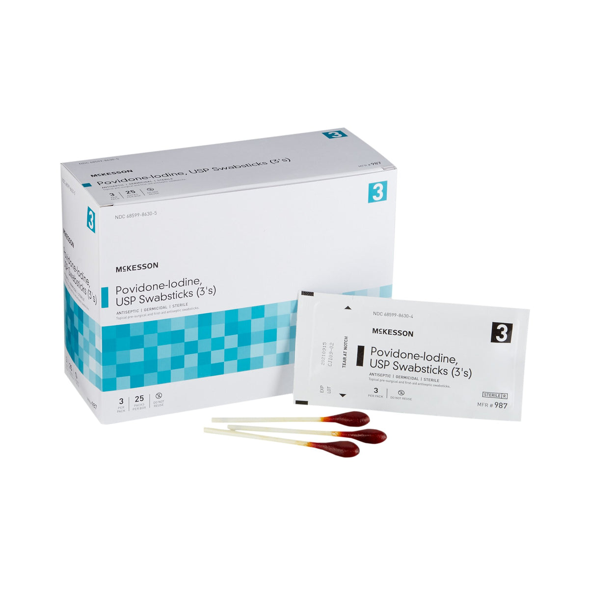 McKesson Brand - Impregnated Swabstick McKesson 10% Strength Povidone-Iodine Individual Packet Sterile [25/BX]